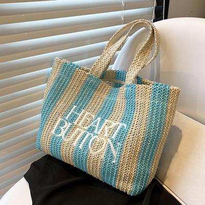 Letní plážová slaměná taška přes rameno Women Bohemian Woven Basket Kabelka Ručně vyráběné cestovní tašky pro ženy