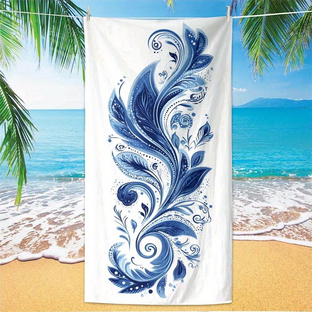 1pc Microfiber Beach Towel with Ocean & Palm Tree Design - Lightweight, Quick-Dry,Absorbent,Sand-Resistant, Perfect for Swimming