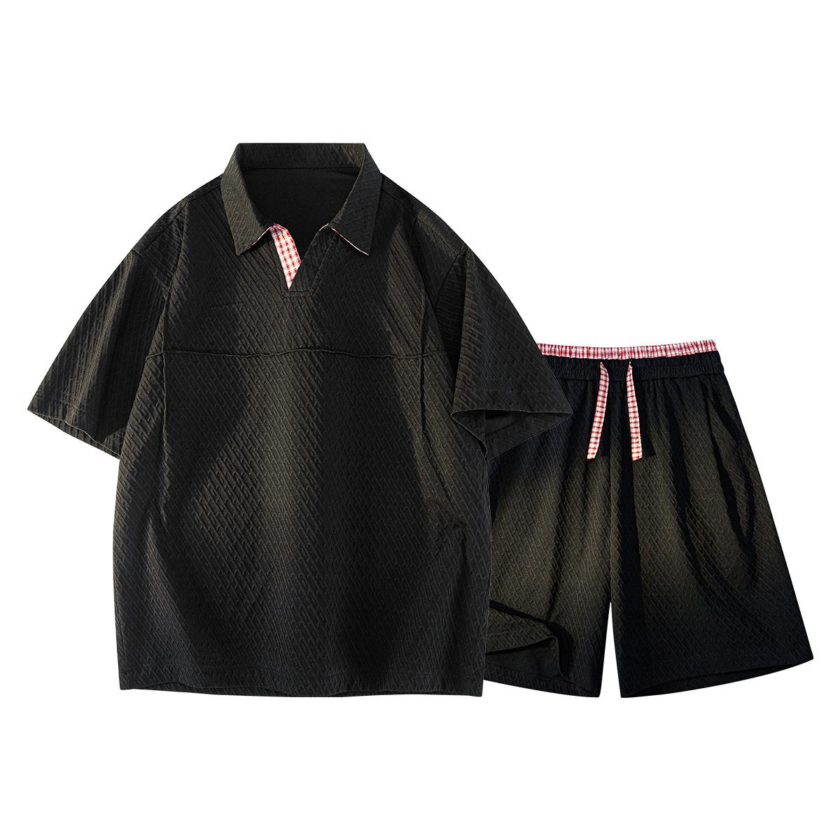 Summer Casual Sports Set For Men, Summer Thin Loose Casual Two-piece Set 2XL чёрный