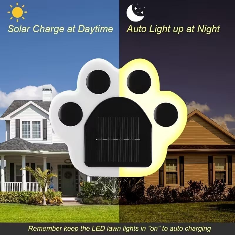 1-12PCS LED Solar Outdoor Light Waterproof Animal Paw Print Lamp for Garden Lawn Patio Summer Camping Home Decor