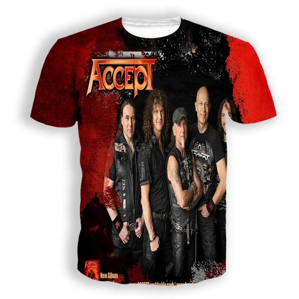 New Classic Band Accept T-shirts 3D Printed Men's Women Hip Hop Short Sleeve Round Neck T Shirt Oversized Tees Tops Man Clothing