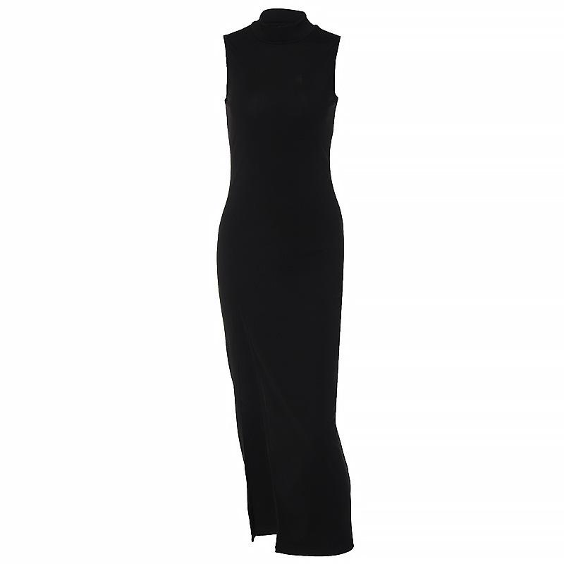 European American Sleeveless Slim Fit Round Neck Midi Dress - Women's Fashion 2026