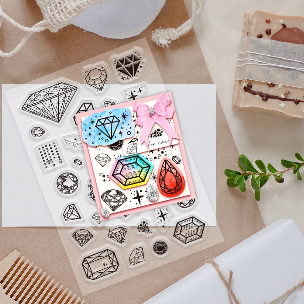 Custom PVC Plastic Clear Stamps for DIY Scrapbooking Photo Album Decorative Cards Making Diamond 160x110x3mm