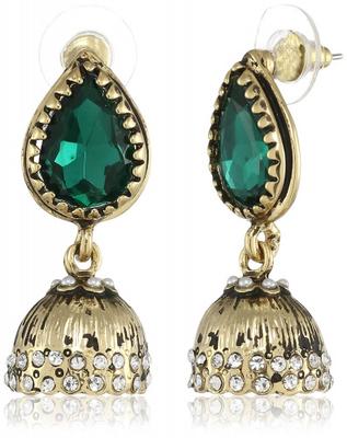 Gilded Jhumkas with Emerald Pearls
