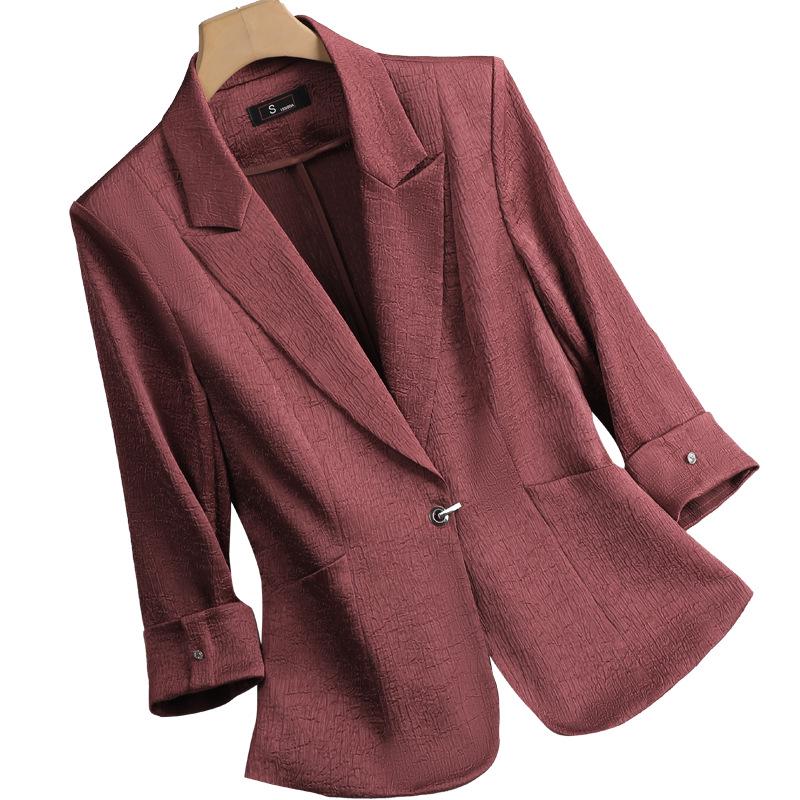 Zihong Women's Angola Red Seven-Sleeve Spring Blazer - High-End, Waist-Hugging Design