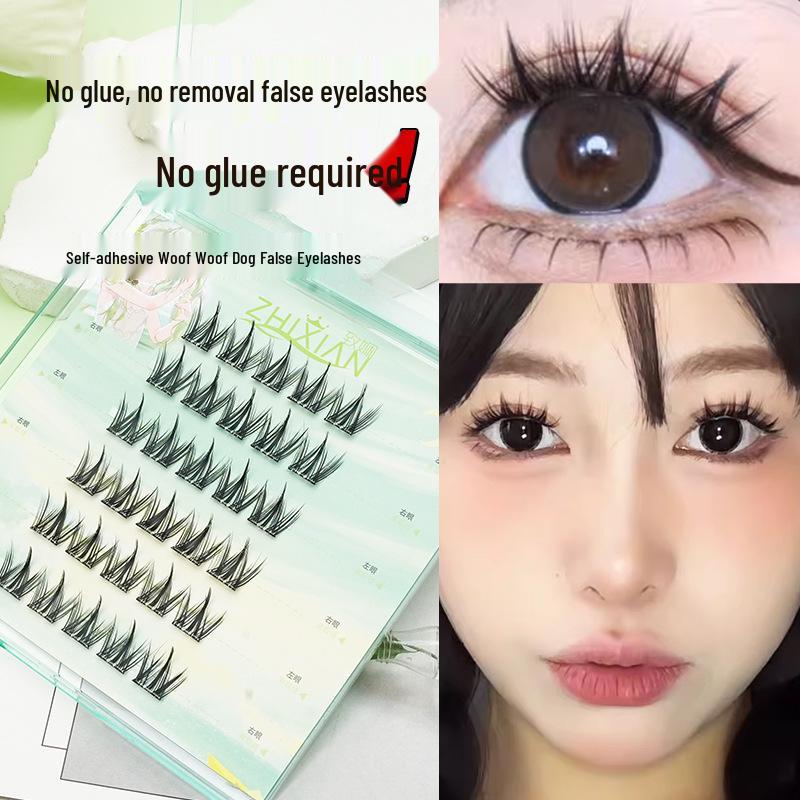 Lotus Elf Girl Glue-Free Removable False Eyelashes - Super Fine Lightweight Single Cluster