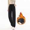 Women's High Waist Fleece Lined Cotton Pants – Warm, Loose, Straight Leg Trousers for Autumn/Winter Sports & Casual Wear