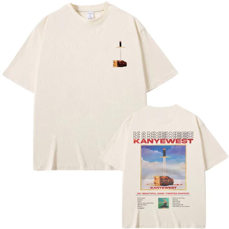 Rapper Kanye West Late My Beautiful Dark Twisted Fantasy Graphic Tshirts Unisex Hip Hop Vintage Tshirt Fashion Oversized T Shirts