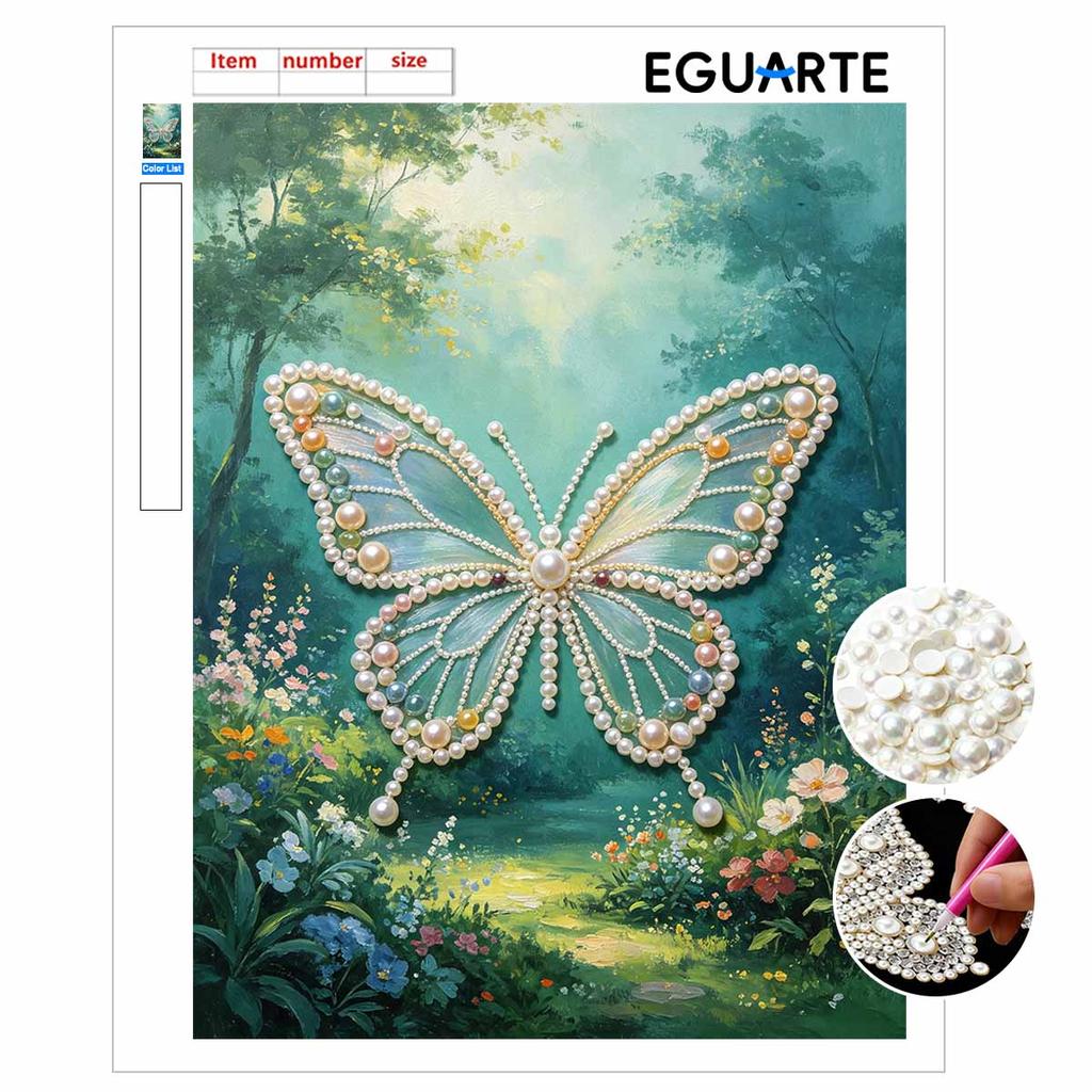 Framed Pearl Painting Kit Elegant Butterfly DIY 3D Bead Canvas Art Creative Leisure Craft Home Decoration Wall Hanging Aesthetic Decor