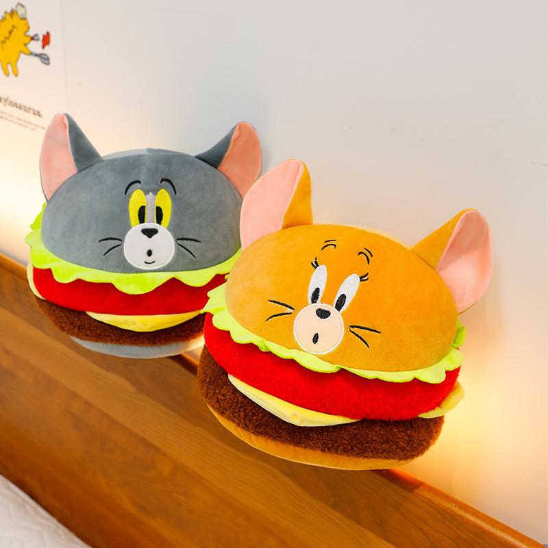 Tom Jerry And Burger Shaped Plush Toy Cute Cartoon Doll Kids Birthday Gifts