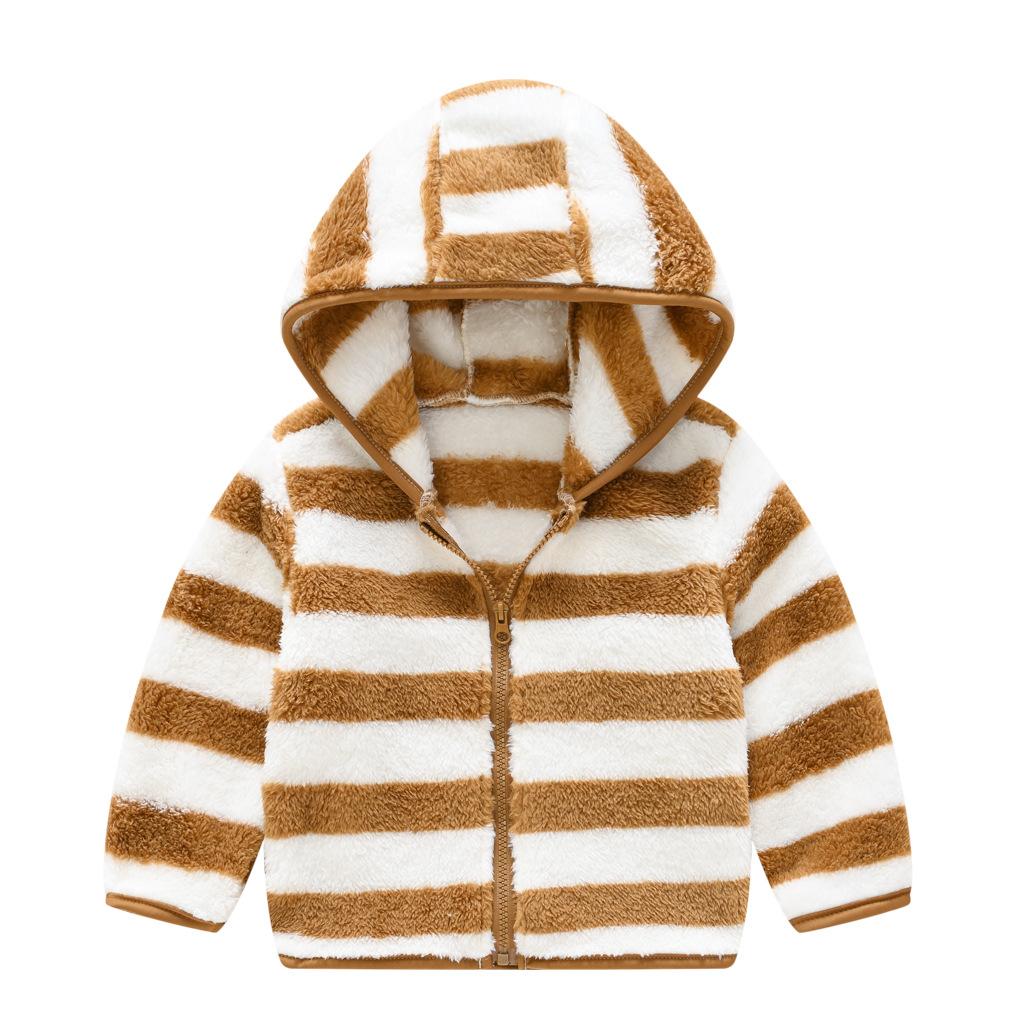 Kids Pure Color Teddy Fur Jackets Children Bear Ear Hoodies Coats Boys Girls Winter Warm Outerwear