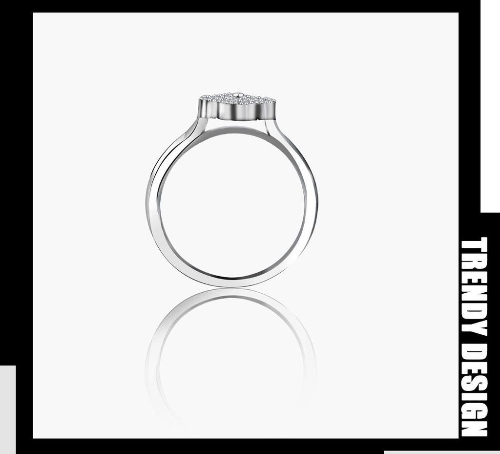 Four-Leaf Clover Diamond Ring: S925 Sterling Silver, Elegant & Versatile Women's Style.