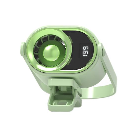 Mini Clip-on Fan with Night Light LCD Display Stepless Speed Personal Desk Fan зелёный