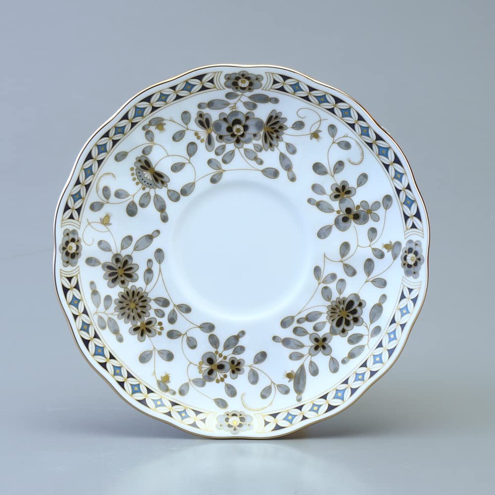 NARUMI Cup Saucer Set Black Milano 210cc Black Floral Pattern Plum Blossom Chintz Style Pair Cup Saucer Day Present Made In Japan Gift Boxed &