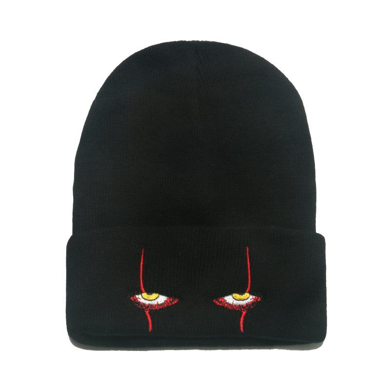 

Pennywise scary eyes scary clown eyes knitted hat thermal pullover hip hop hat wool hat M（56-58cm） чорний