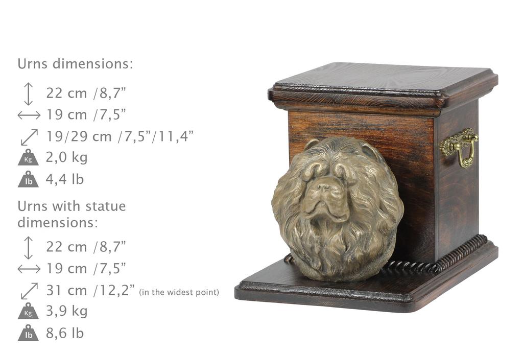 Chow Chow - Urne für Hundeasche mit einer Statuette, elegante Urne für einen Hund, einzigartige Urne mit einer Hundebüste der Marke Art-Dog