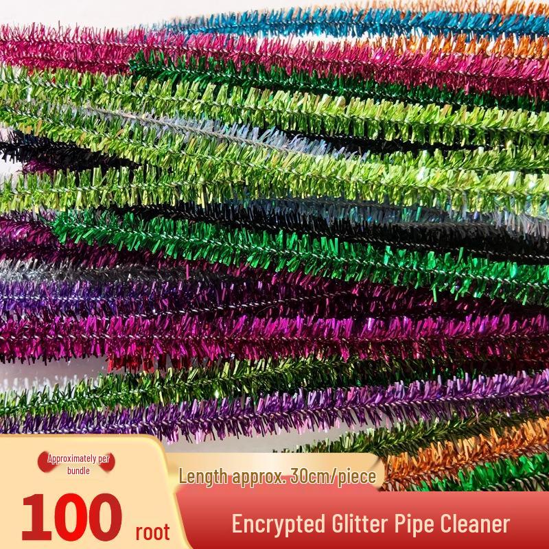 30CM Glitter Chenillepiprensare för DIY-hantverk - 100-pack