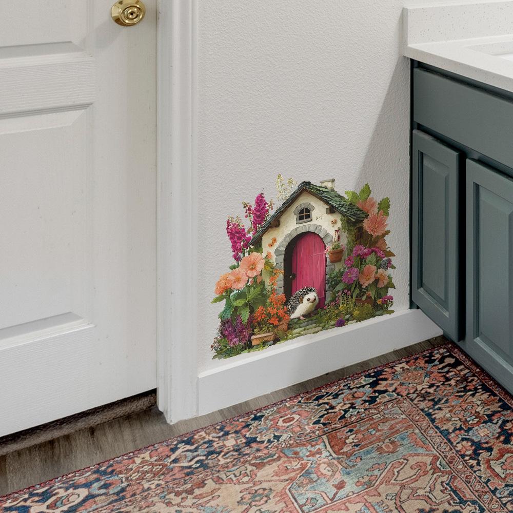 Creative Flower Hedgehog House Living Room Dining Room Home Decoration Wall Stickers