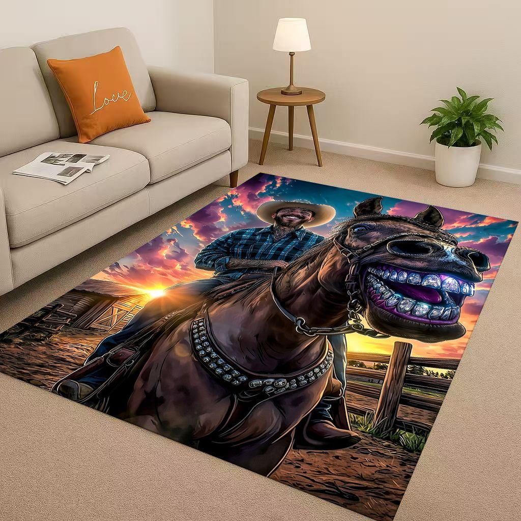 3D Classic Top Hip Hop Rapper Star Cartoon Art Living Room Non-Slip Area Rug Carpet for Bedroom Playroom Sofa,Home Decor Doormat