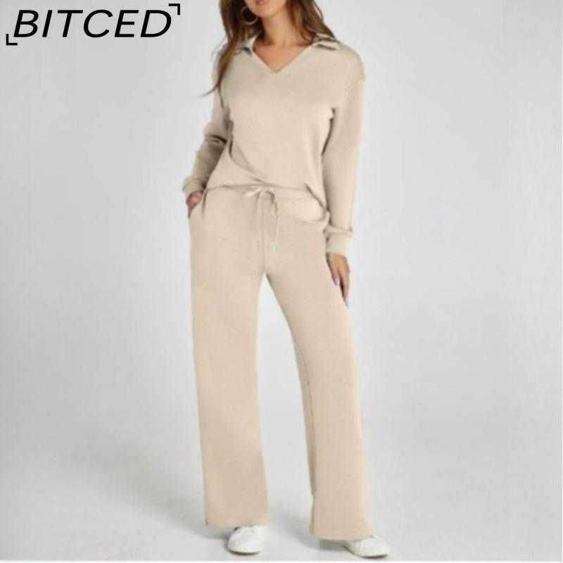 

Autumn/Winter Fashion Casual Women s Long-Sleeved Drawstring Plain-Coloured Commuter Trouser Set XXXL світлого кольору хакі