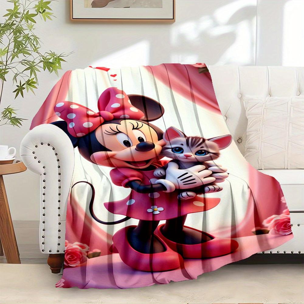 

1pcs flannel minnie mouse pink polka dot bow bedding throw blanket sofa cover gift home decoration lightweight soft warm throw blanket for s 130x150cm