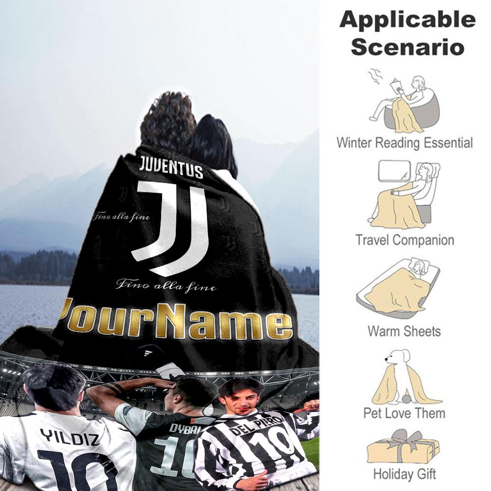 Juventus Personalized Text Blanket Cozy Personalized Blanket Soft & Cozy Versatile for Livingroom Picnics Office Living Room for All Occasions