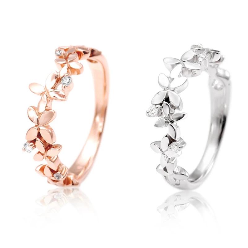 Fresh Flower Finger Rings for Women Silver Color/Rose Gold Color Aesthetic Rings Party Fancy Birthday Gift Jewelry