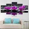 5 panelů Zen Stones Purple Butterfly Orchid Malba na plátně Plakáty a obrazy Nástěnné obrazy Obývací pokoj Home Decor Bez rámu