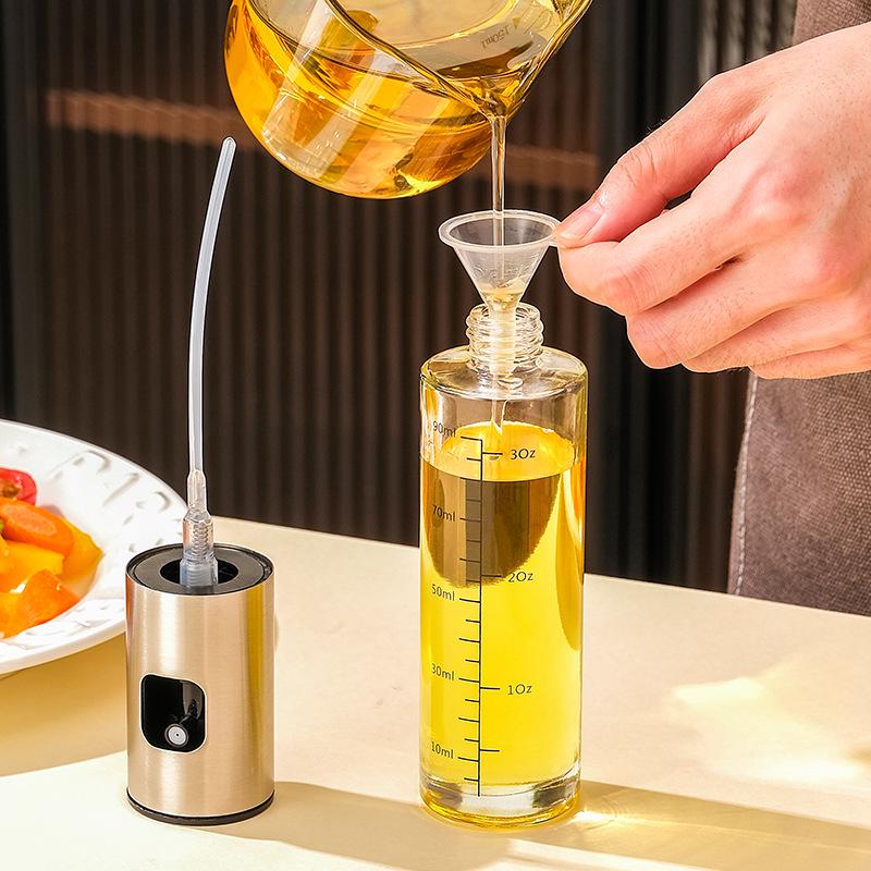 304 Stainless Steel Spray Oil Bottle - Leak-proof Glass, 100ml, Press-type for Oil, Sauce, & Vinegar