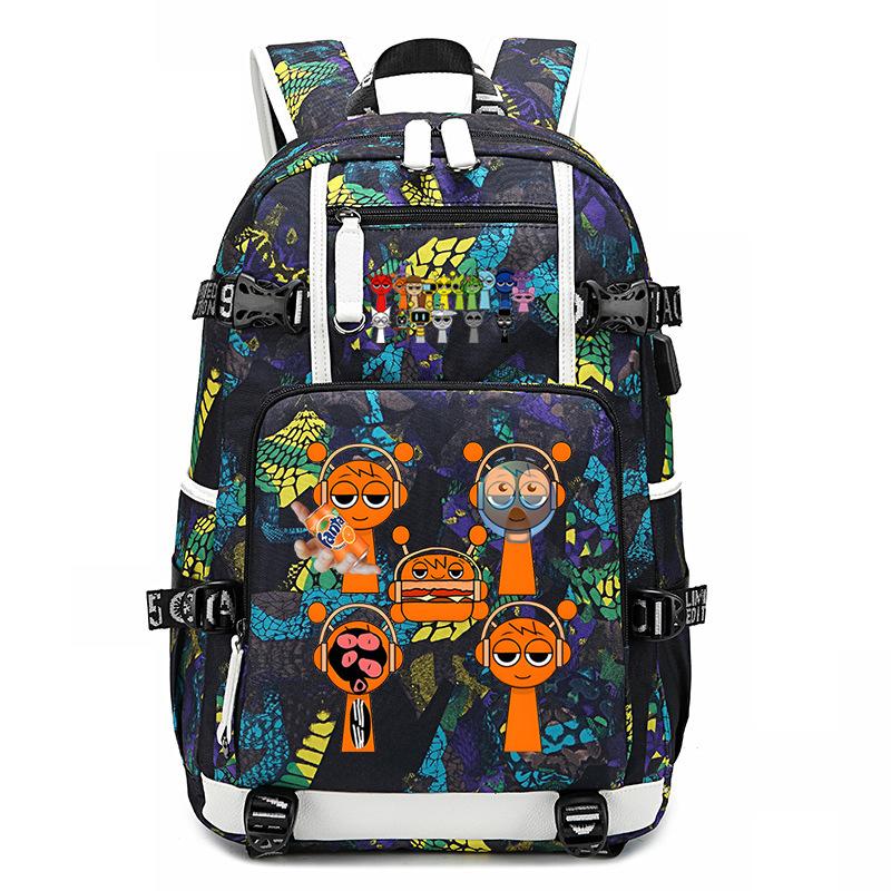 Sprunki Music Box Game School Bag Cute Cartoon Printing Trend College Style Large Capacity Backpack