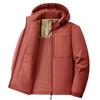 Men's Casual Solid-color Stand-up Collar Hooded, Fleece Thickened Loose Windproof Cotton Jacket