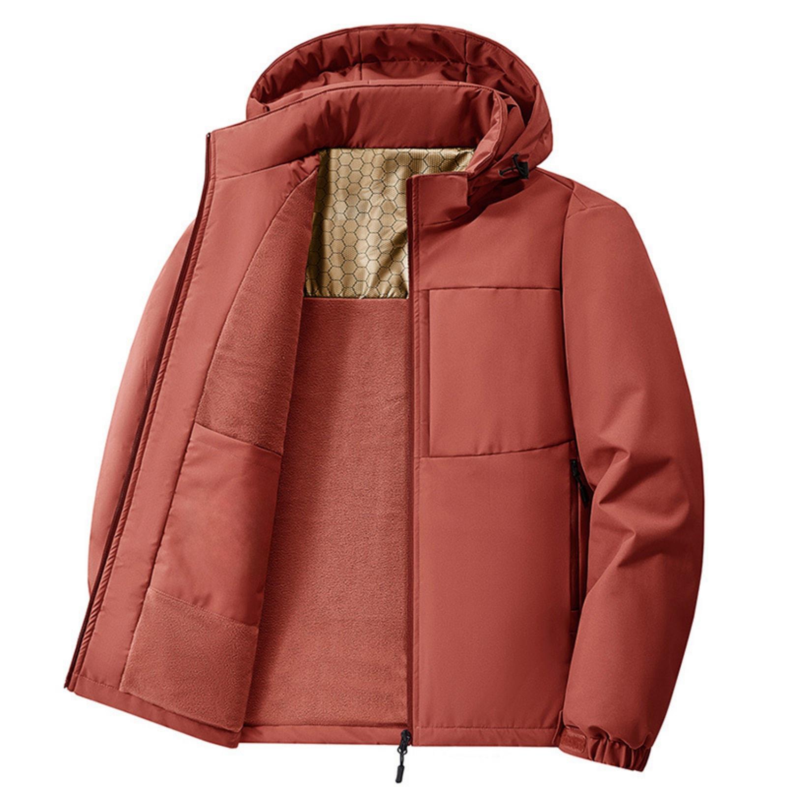 

Мужская повседневная однотонная куртка с капюшоном и воротником-стойкой, утепленная флисом, свободного кроя, ветрозащитная, из хлопка XL красный