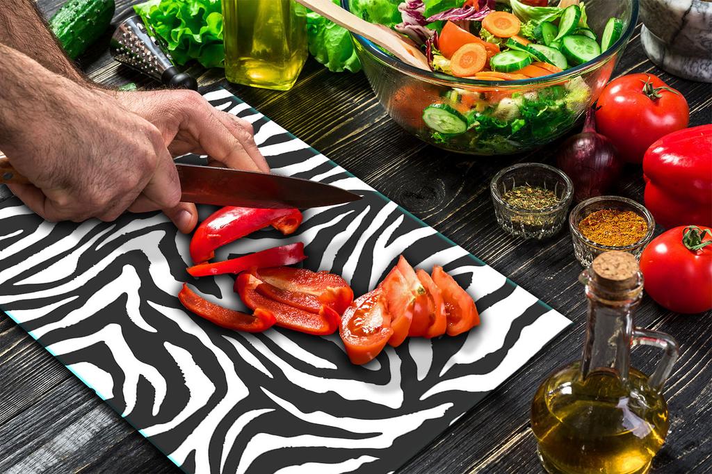 GLASS CUTTING BOARD 52x40 ZEBRA