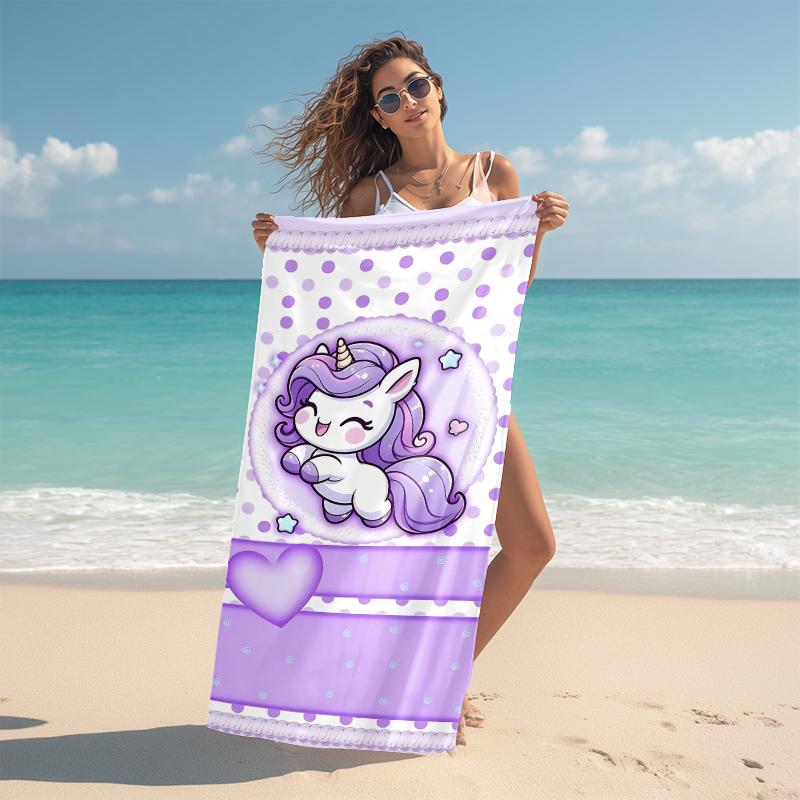 1Pc Purple Unicorn Dreams Beach Towel Microfiber Beach Towel Thin Absorbent For Beach Swimming Yoga Bath Sports 0917124