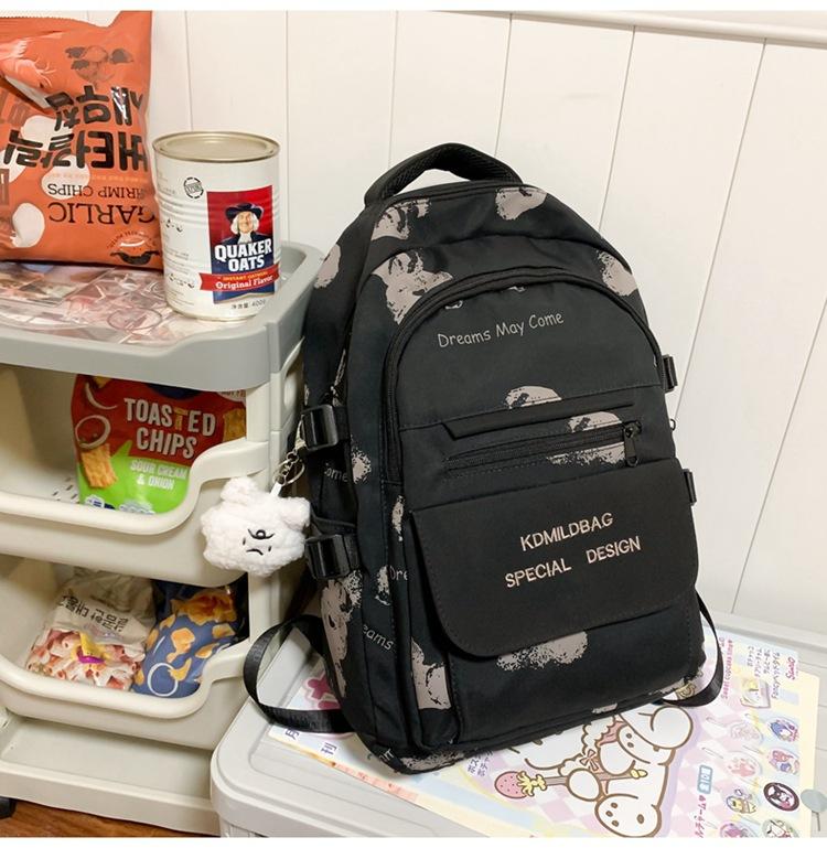Schoolbag Korean version ins schoolbag female college student cute bear print backpack high school junior high school student large capacity backpack