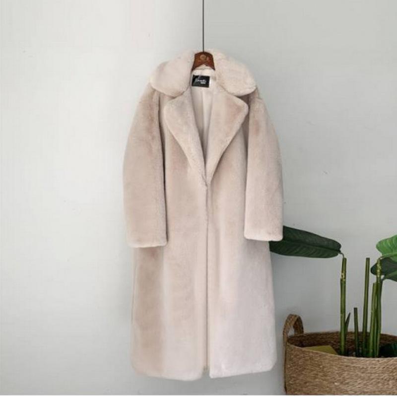 Winter fashion new high quality imitation velvet fur long coat women's cotton warm mink leather cashmere coat