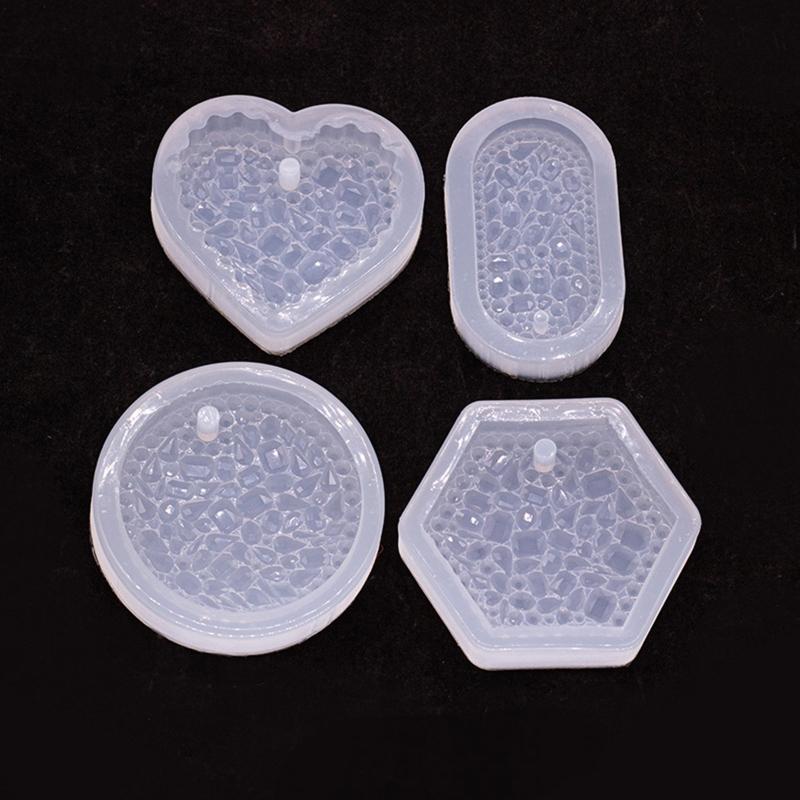 DIY Keychain Pendant Silicone Mold Crystal Epoxy Resin Casting Mould Keychain Pendants Jewelry Making Mold Accessories