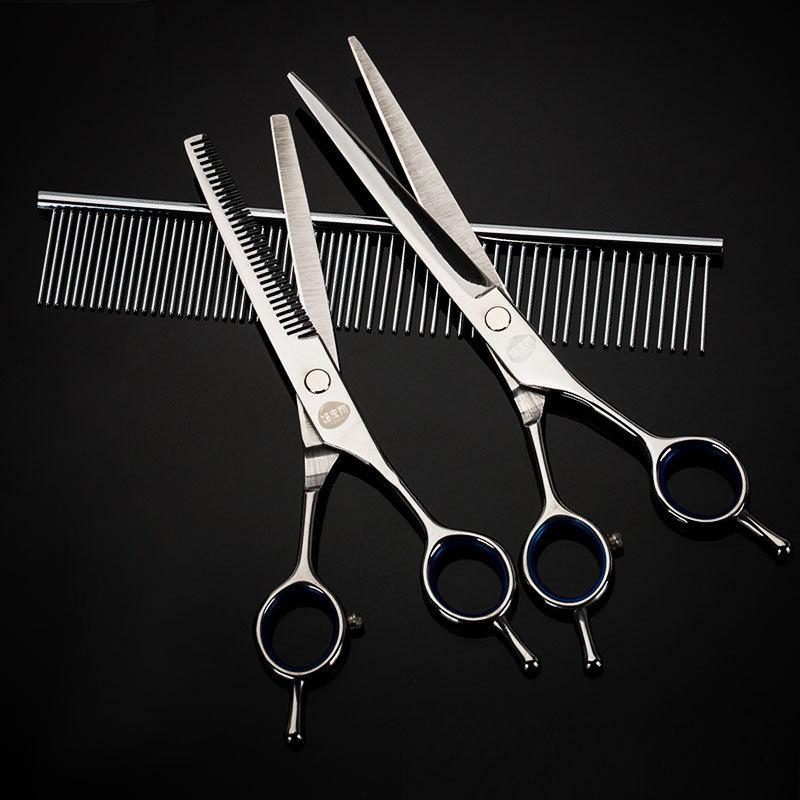 Pet Grooming Scissors Kit Stainless Steel Straight Thinning Shear Non‑jamming Trimming Tool for Dogs Cats