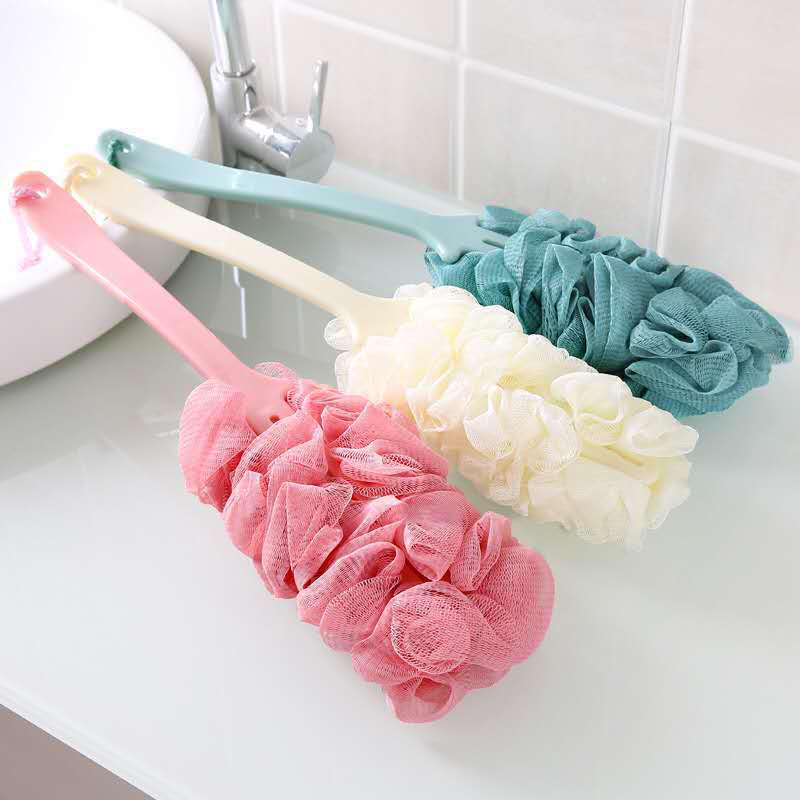 Vibrant Long-Handled Back Scrubber Set: Brush, Towel, and Bath Ball for Adults