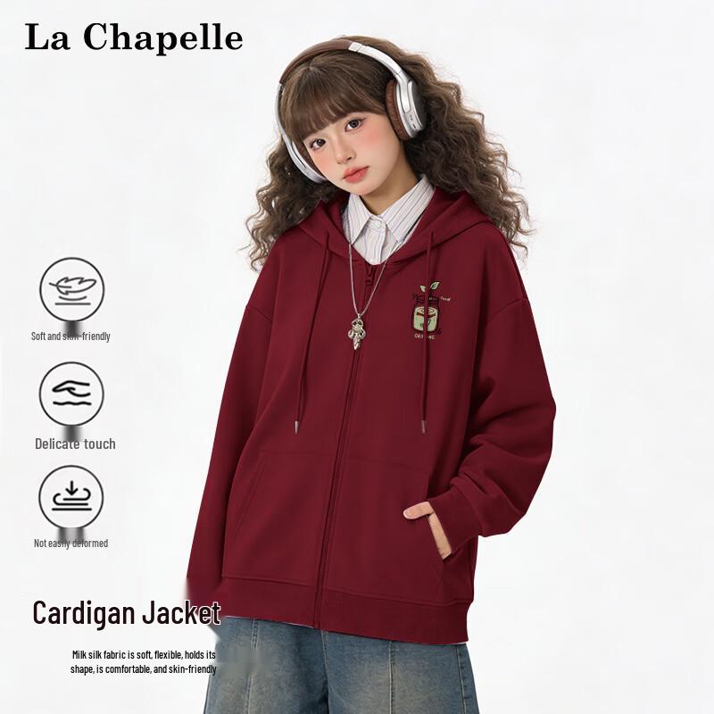 La Chapelle Women s 2026 Spring/Autumn Loose Fit Hooded Cardigan Sweatshirt M