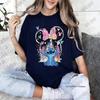 Summer New    Stitch Mickey Castle Magic Kingdom Print WoUnisex Cotton T Shirt Short Sleeve Tees Casual Couple Y2K Tops