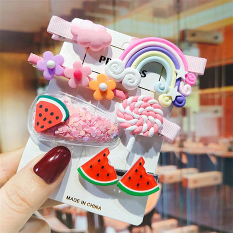 2022 Cute Design Hair Accessories Cartoon Hair Clip Hair Clip Set Kids Rainbow Hairclips for Kid Girls