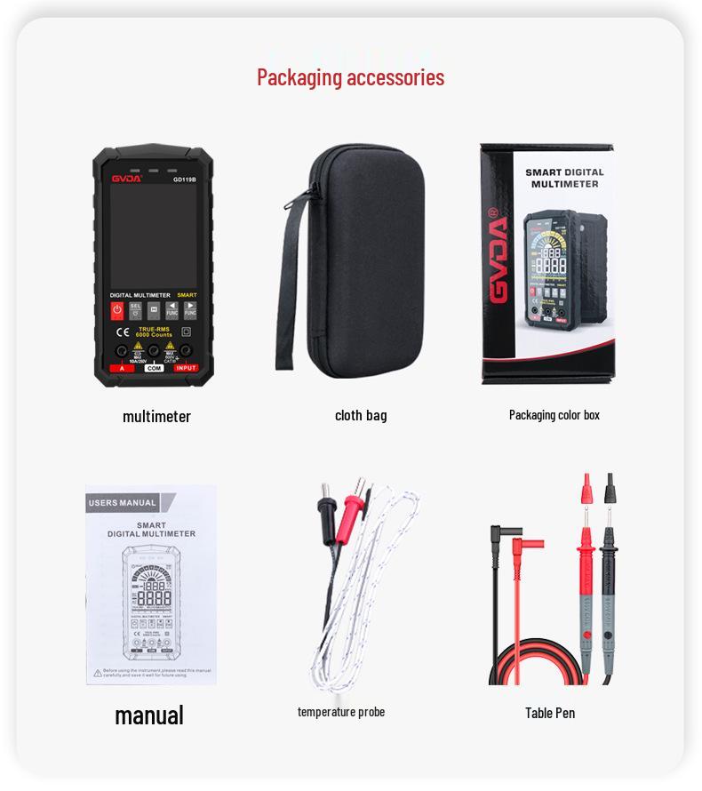 GVDA Precision Digital Multimeter - Intelligent Autorange, Anti-Burn, Color Screen Ammeter
