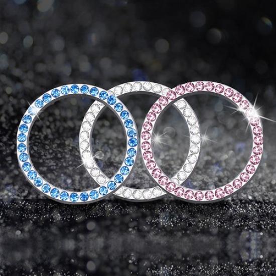 Car Accessories Auto Decorative Start Switch Button Diamond Ring Cap Cover Set