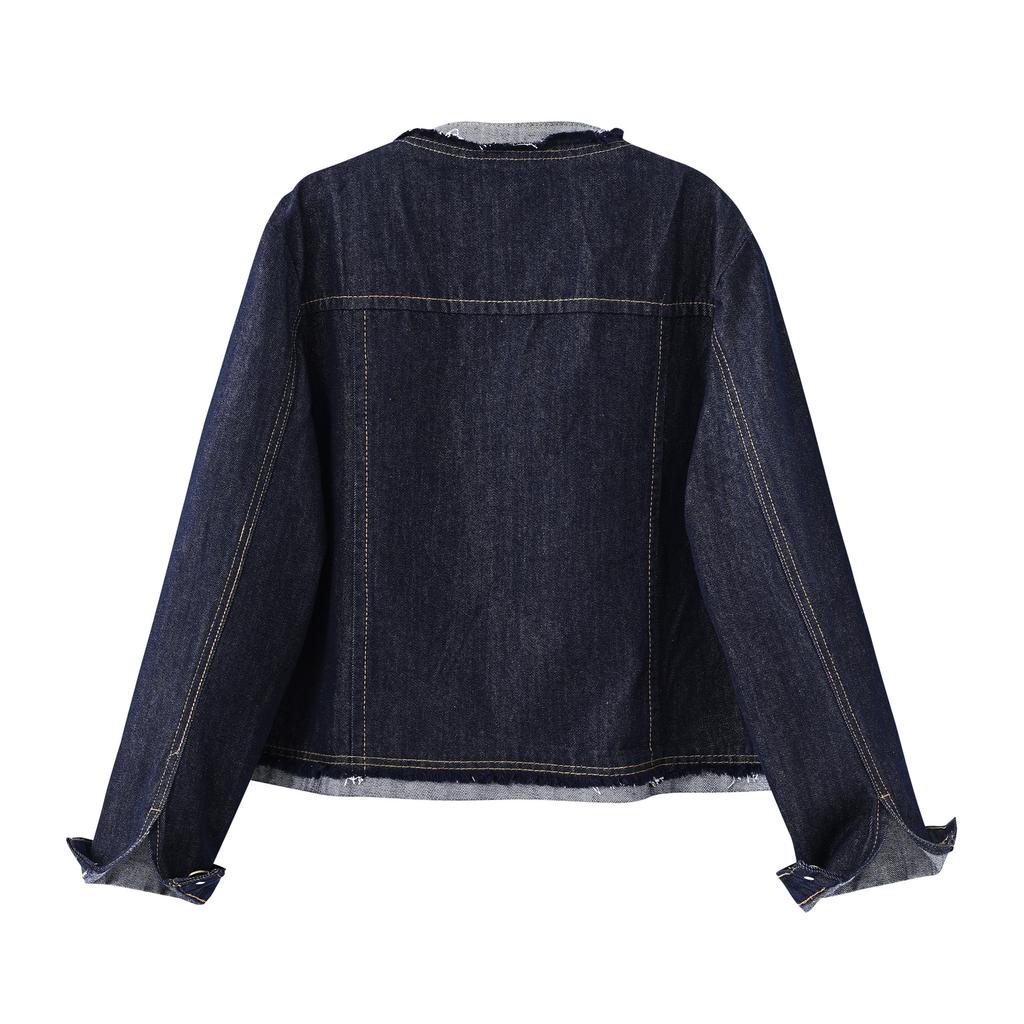 Jeans Jacket - New Style Women's Spring-autumn Casual Round-neck Jacket Top