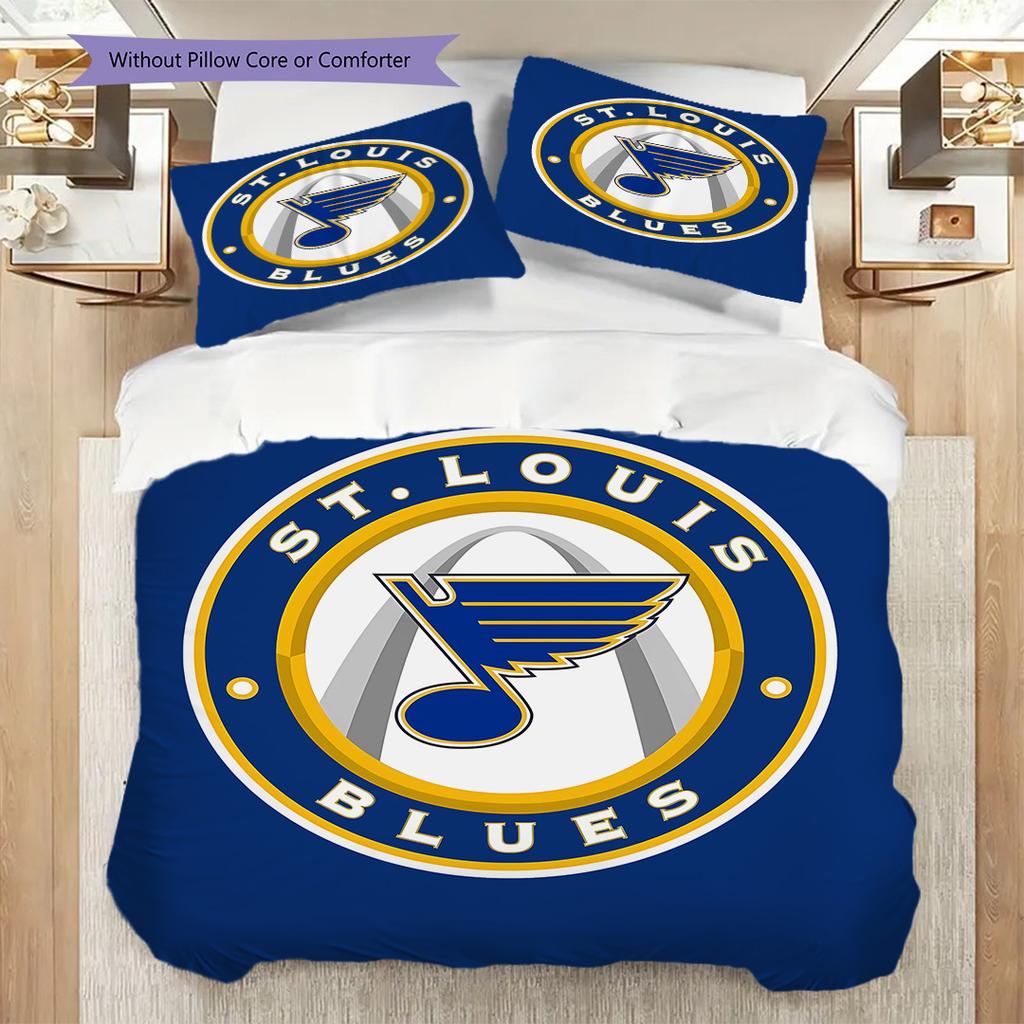 St. Set Copripiumino Trapuntato Louis Blues Federa Decorazione Casa Regalo di Compleanno (1 * copripiumino + 2 * federa, senza nucleo)