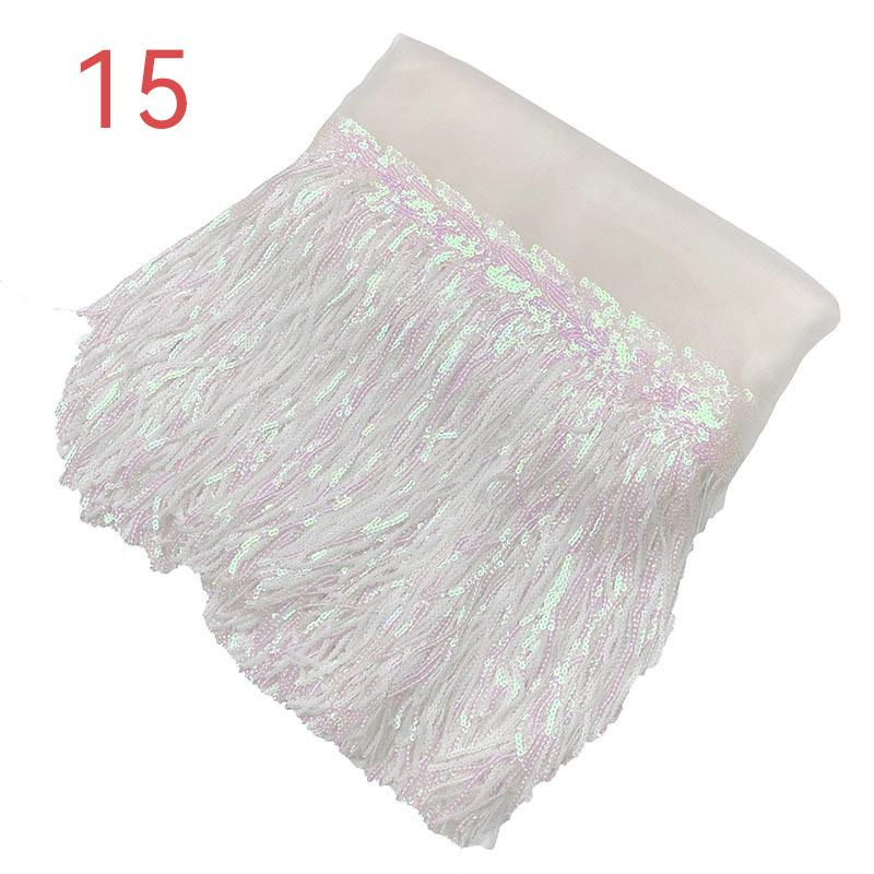 10 Yard 20cm Colorful Sequins Tassel Lace Fabric Fringe Trim Ribbon Latin Dance Performance Dresses Decor Diy Sewing Accessories