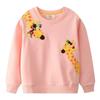 Girls' Polka-Dot Cat Long-Sleeved Sweatshirt Baby Autumn and Winter Clothing Infant and Toddler Round Neck Pullover Bottoming Shirt Top