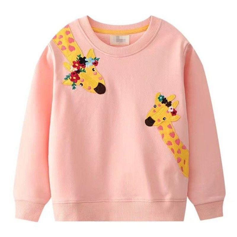 Girls' Polka-Dot Cat Long-Sleeved Sweatshirt Baby Autumn and Winter Clothing Infant and Toddler Round Neck Pullover Bottoming Shirt Top