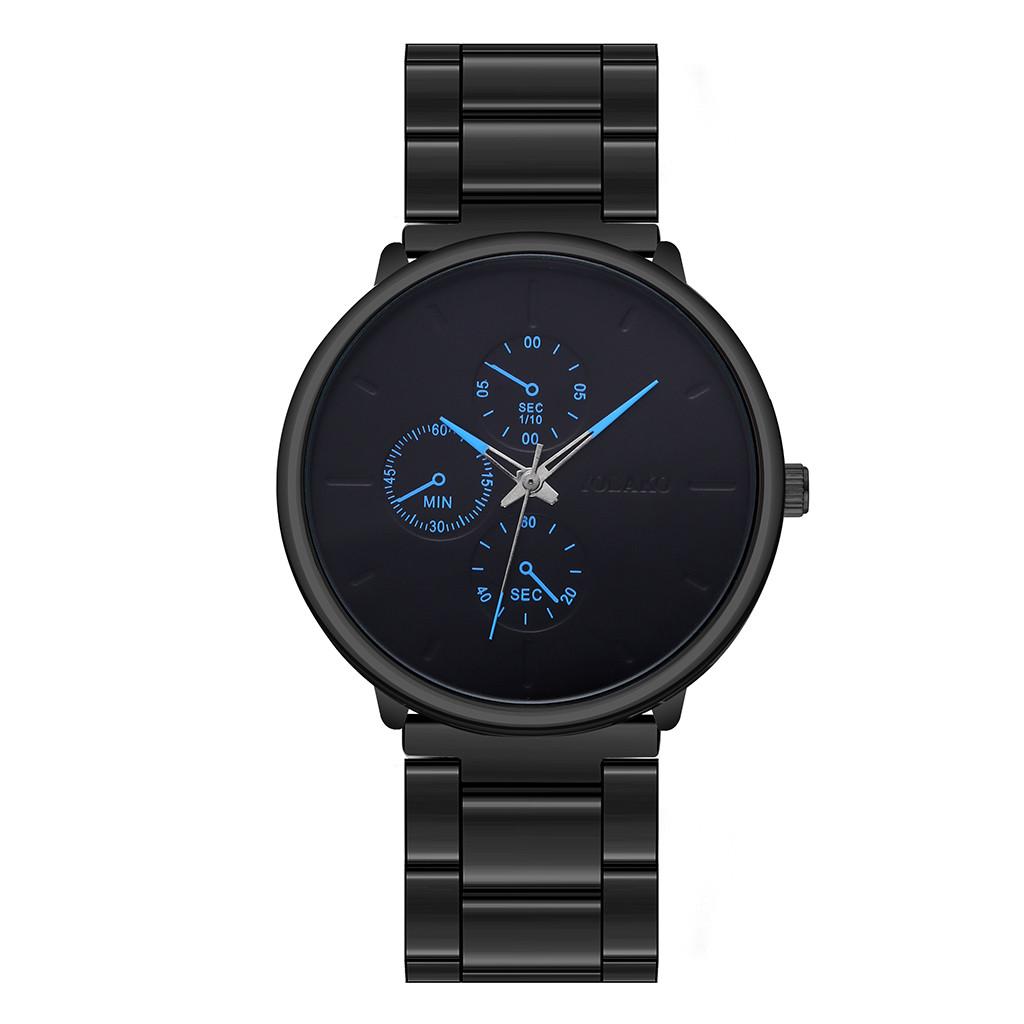 Men Wristwatch with Alloy Mesh Strap Military Quartz Watch Three-Eyed Simple Wristwatch Casual Men Wristwatch